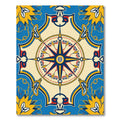Naval Blue Yellow Blossom Compass Rug