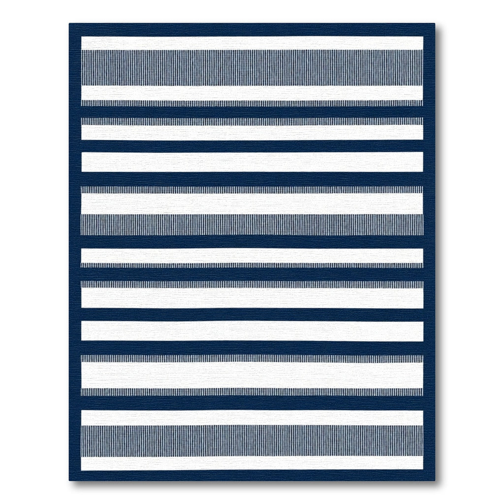Deep Navy White Linear Stripe Rug