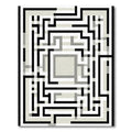 Geometric Maze Black White Cream Layers Rug