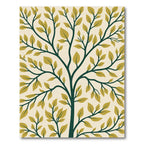 Deep Green Tree Branch Leaf Rug