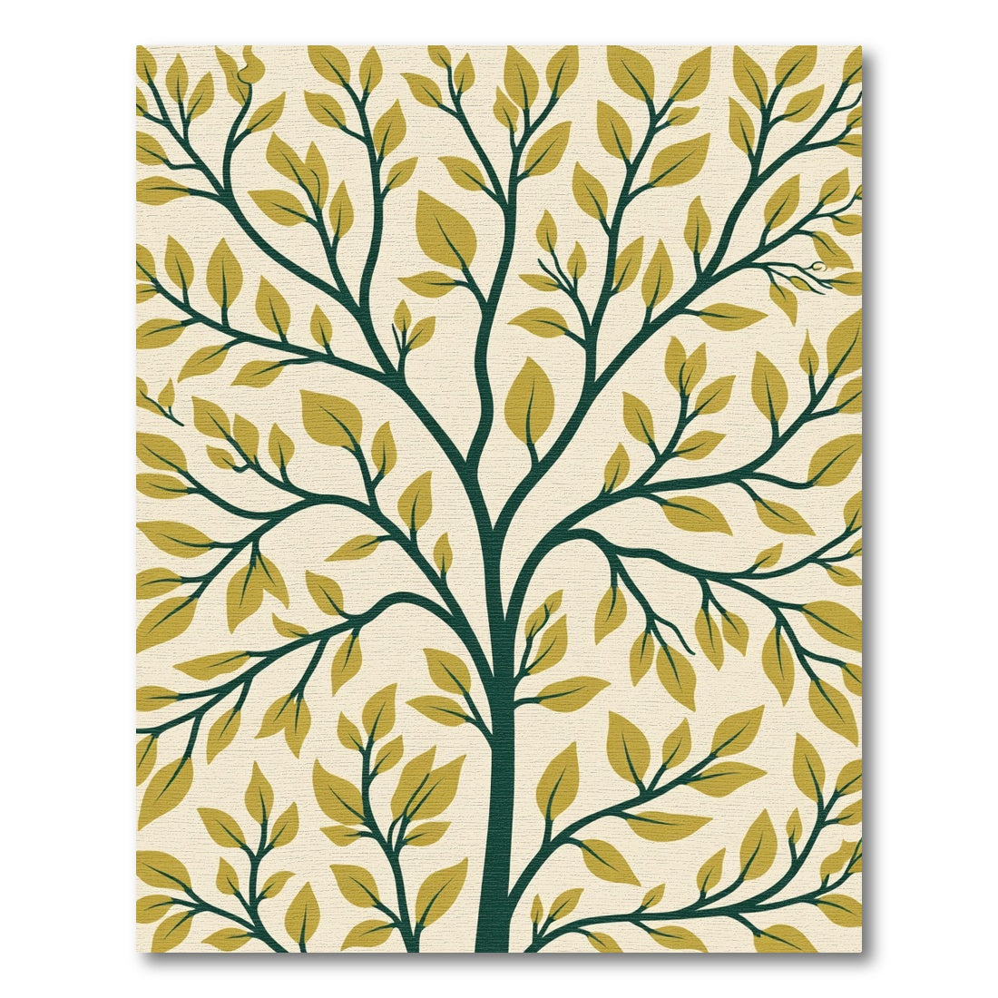 Deep Green Tree Branch Leaf Rug