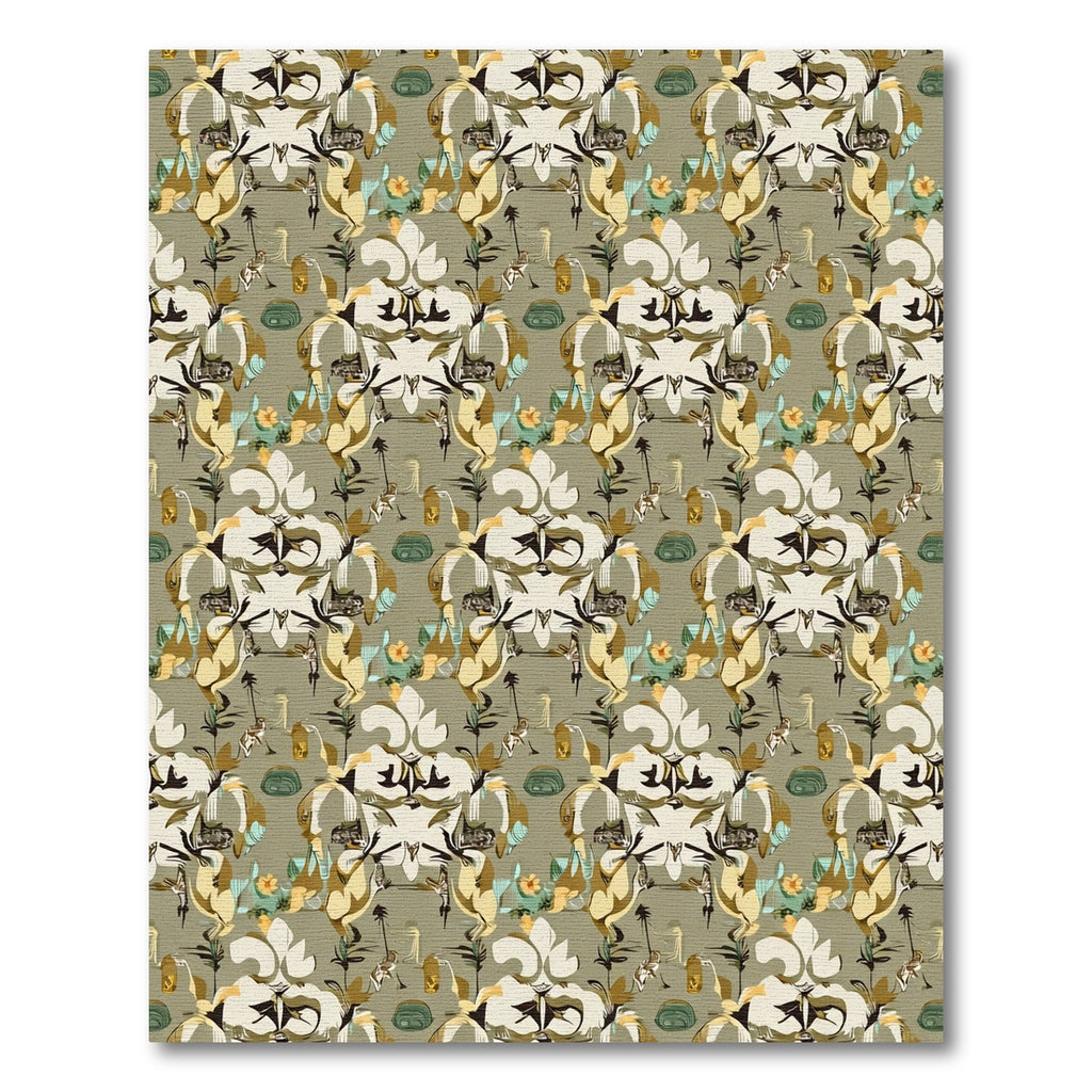 Abstract Beige And Teal Nature Scene Rug
