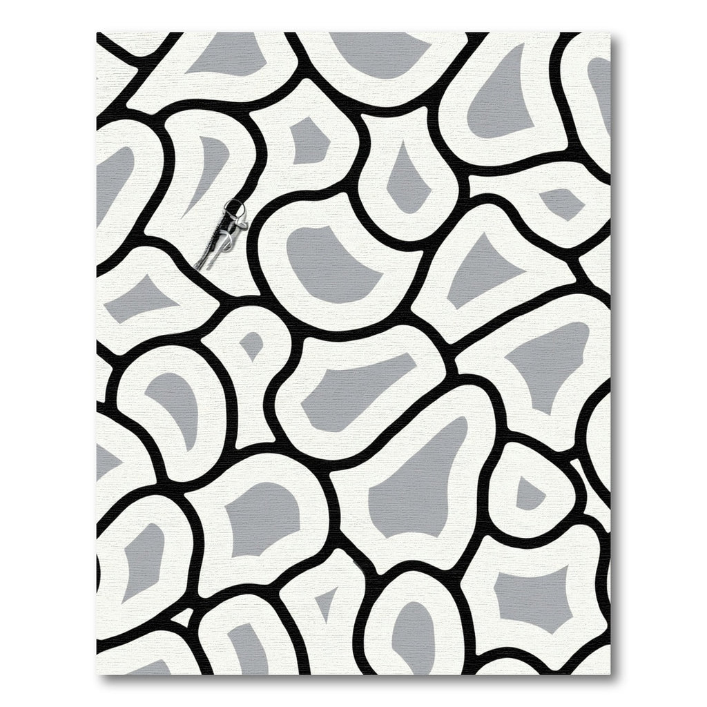 Abstract Organic Black White Grey Rug
