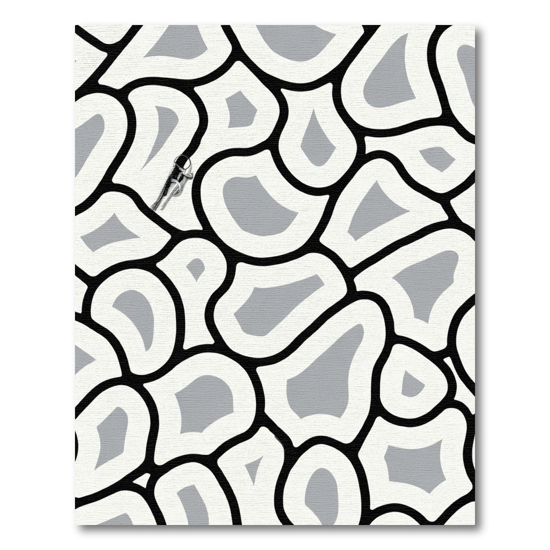 Abstract Organic Black White Grey Rug