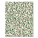 Olive Green Botanical Leaf Flow Rug