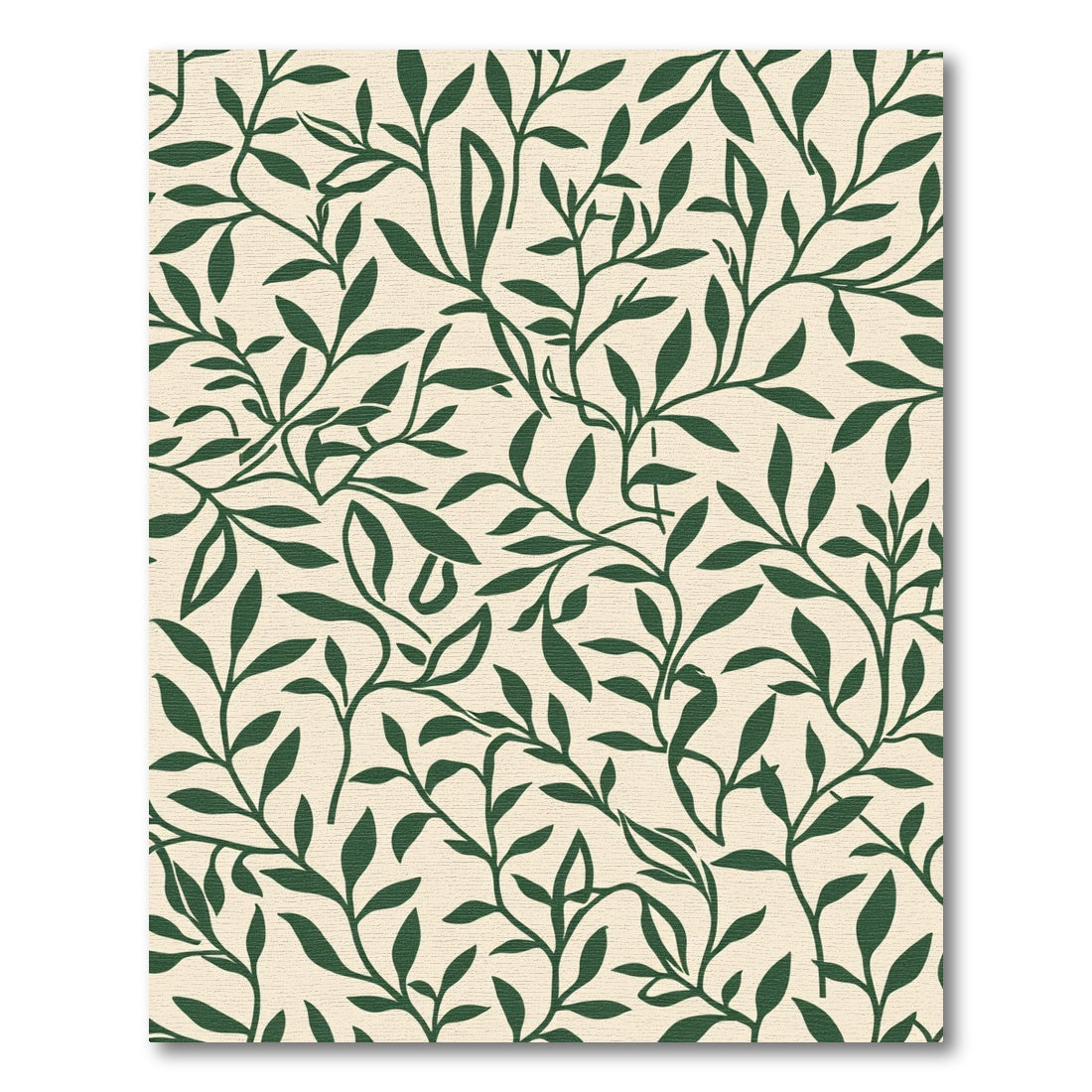 Olive Green Botanical Leaf Flow Rug