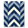 Naval Blue Geometric Chevron Rug