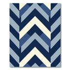 Naval Blue Geometric Chevron Rug