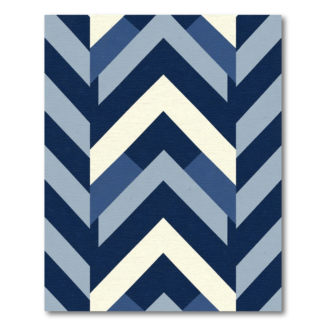 Naval Blue Geometric Chevron Rug