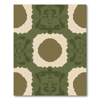 Earthy Green Ochre Symmetrical Medallion Rug