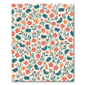 Coral and teal floral meadow washable rug