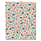 Coral and teal floral meadow washable rug