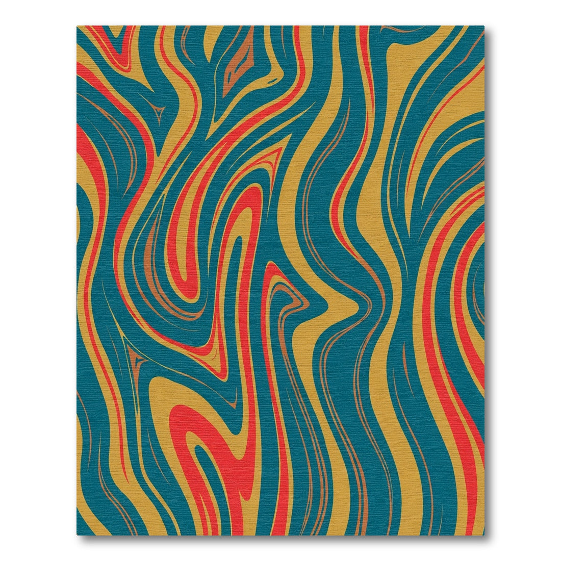 Crimson Gold Teal Swirl Fluid Rug