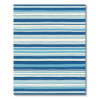 Coastal Blue White Stripe Rug