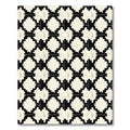 Cream Black Geometric Stair Motif Rug