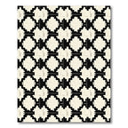 Cream Black Geometric Stair Motif Rug
