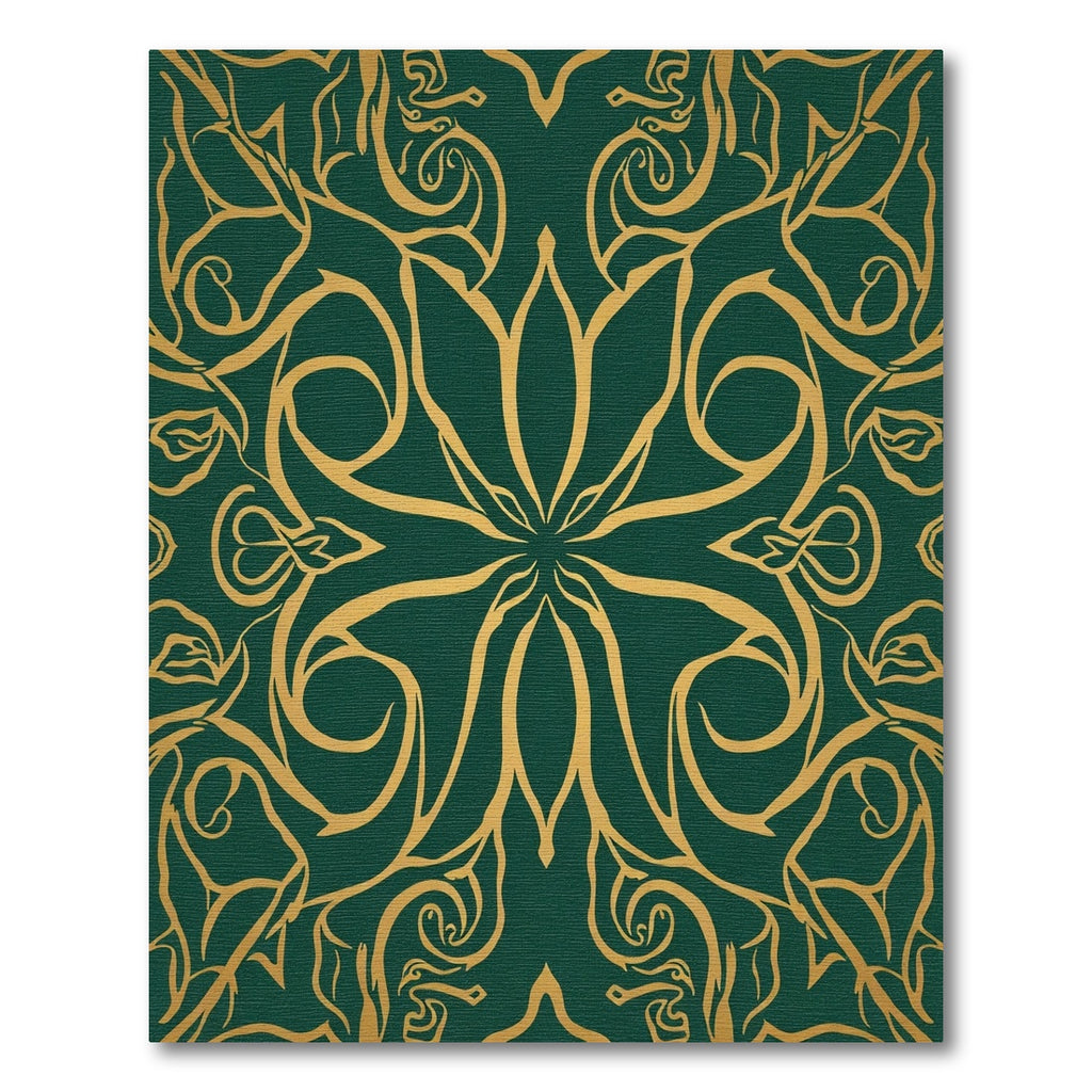 Emerald Golden Flourish Medallion Rug