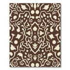 Classic Brown Cream Damask Scroll Rug