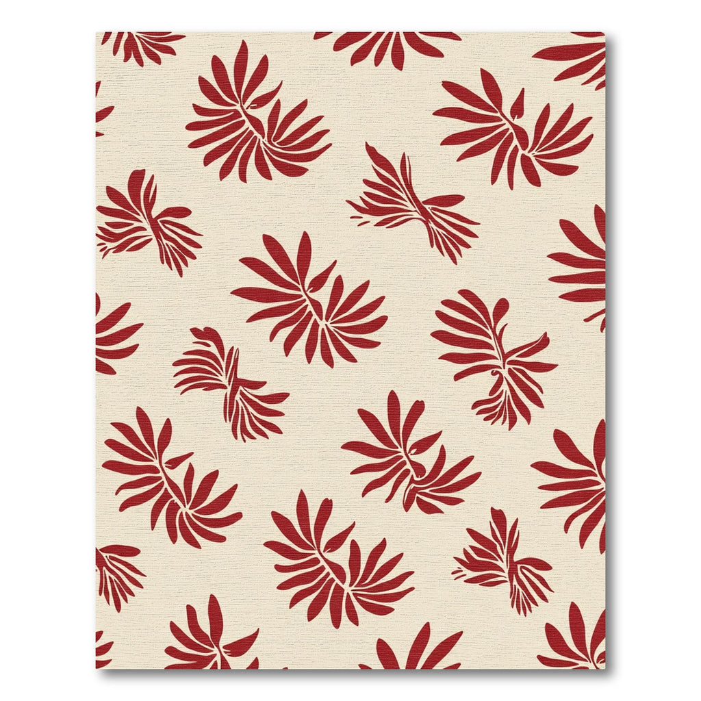 Crimson Fern Leaf Arrangement Rug