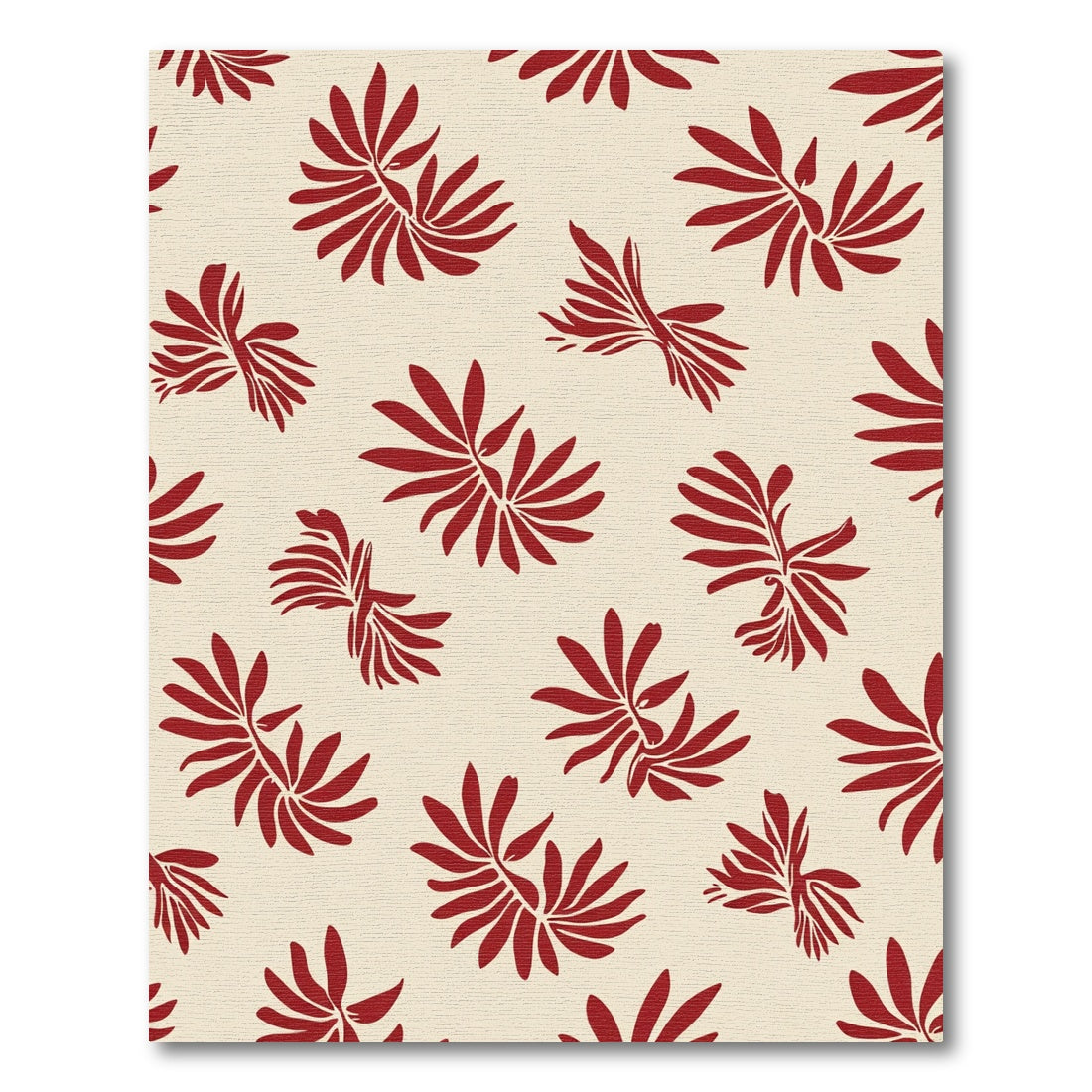 Crimson Fern Leaf Arrangement Rug