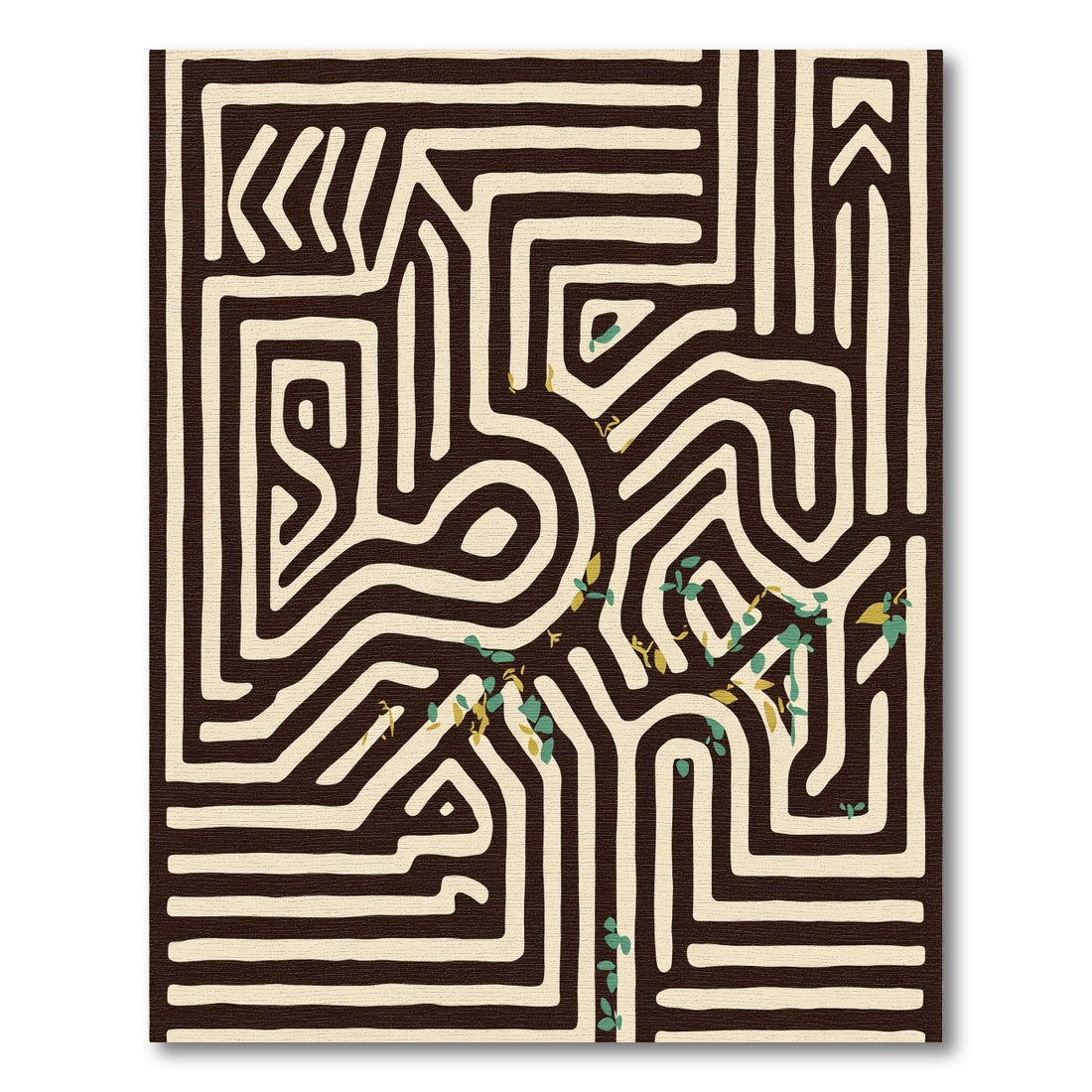 Bold Organic Maze White Lines Rug