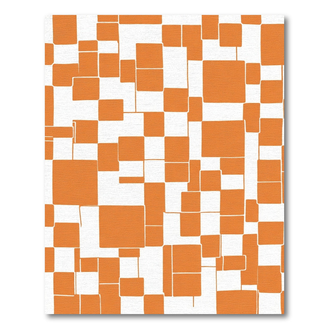 Orange White Geometric Composition Rug
