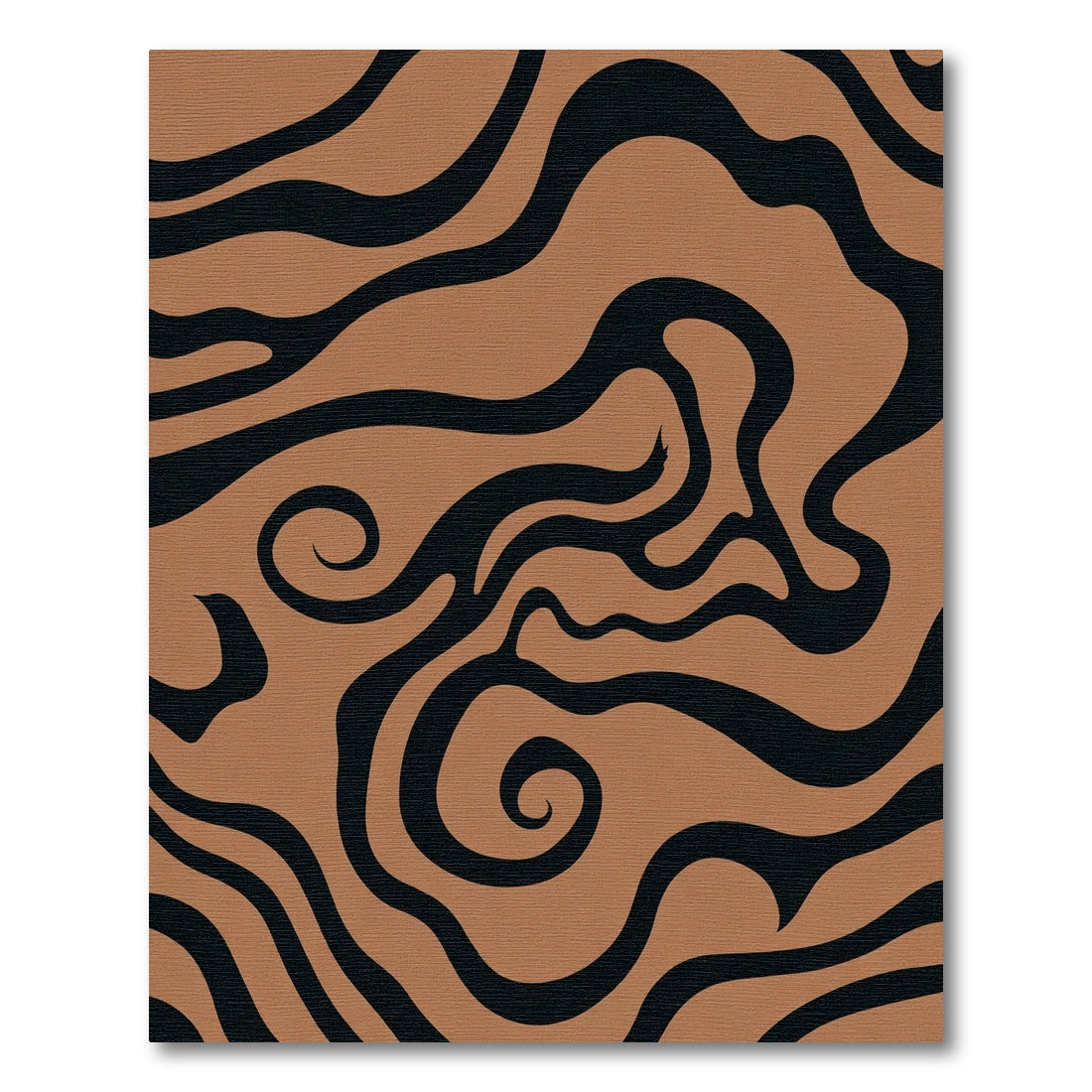 Brown Black Swirl Abstract Organic Rug