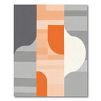Modern Orange Gray Abstract Blocks Rug