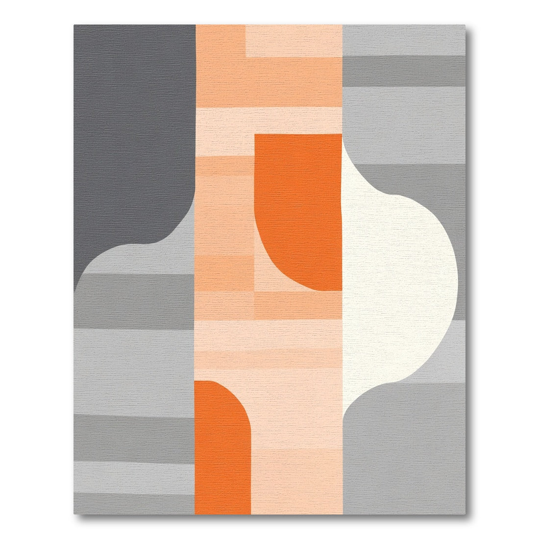 Modern Orange Gray Abstract Blocks Rug
