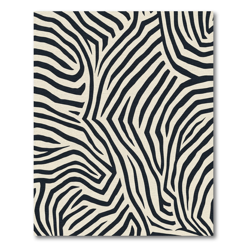 Cream and Black Abstract Zebra Stripes Rug