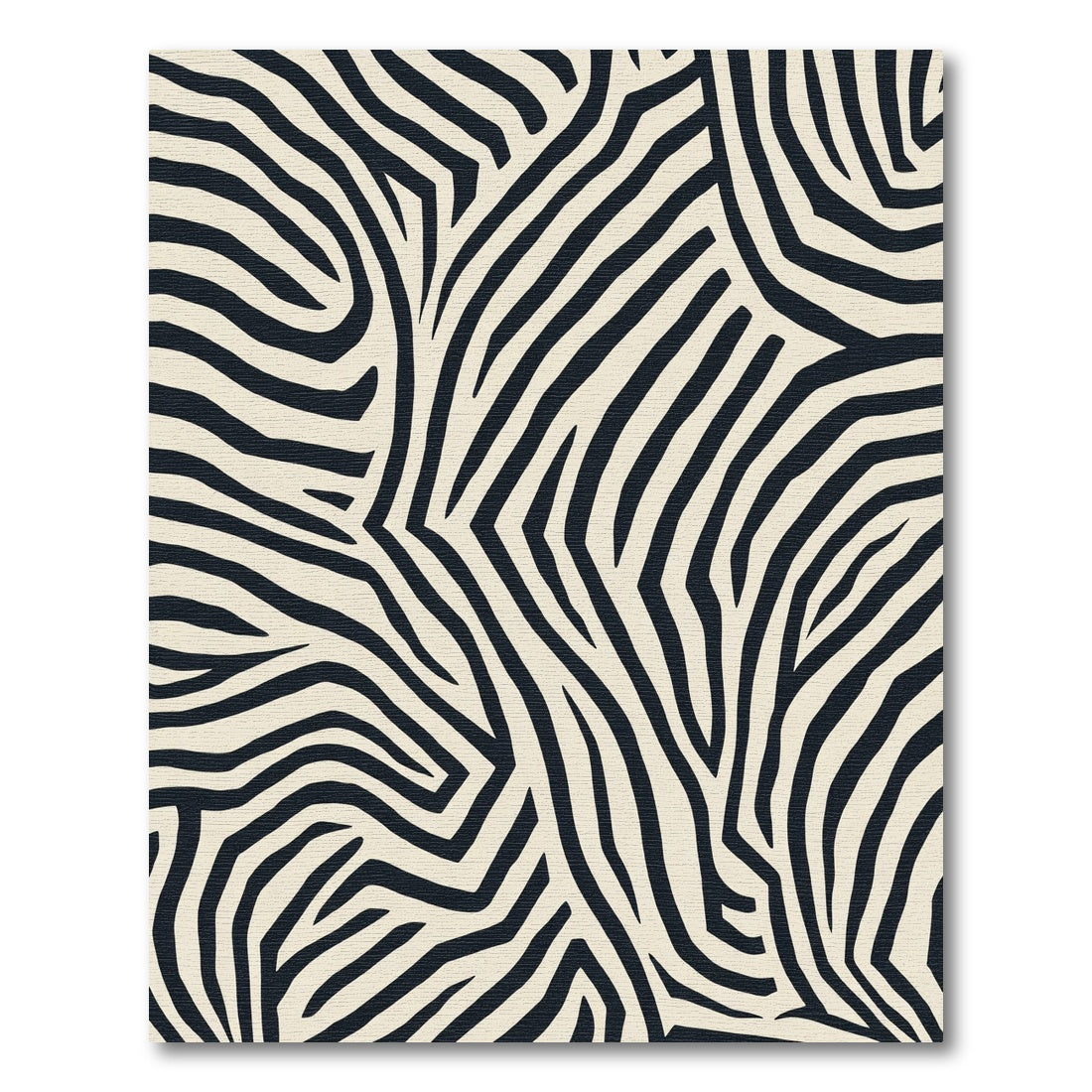 Cream and Black Abstract Zebra Stripes Rug