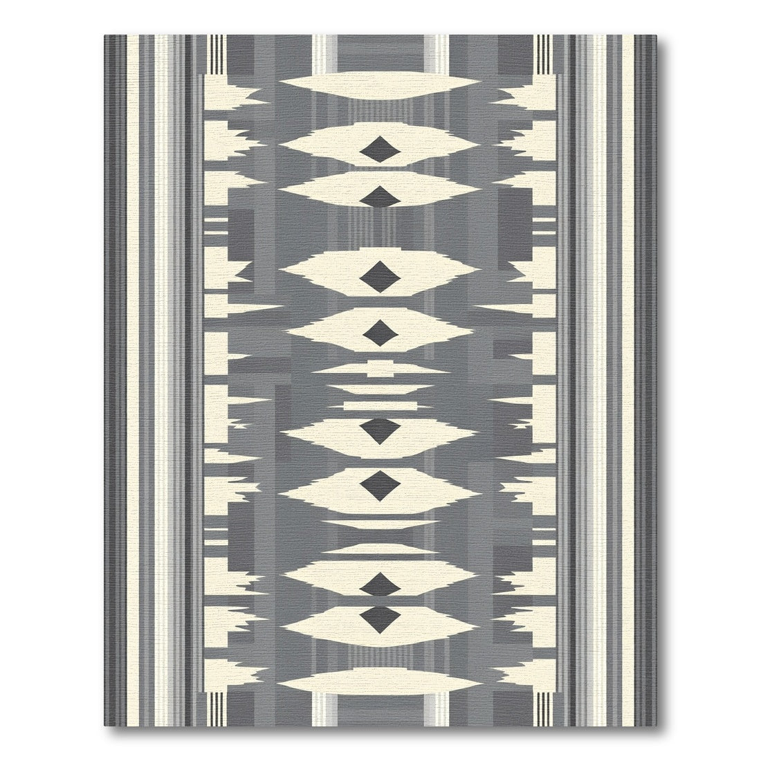 Gray Cream Diamond Stripe Geometric Rug