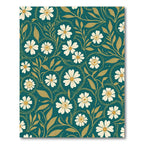 Teal White Daisy Vine Artwork Rug
