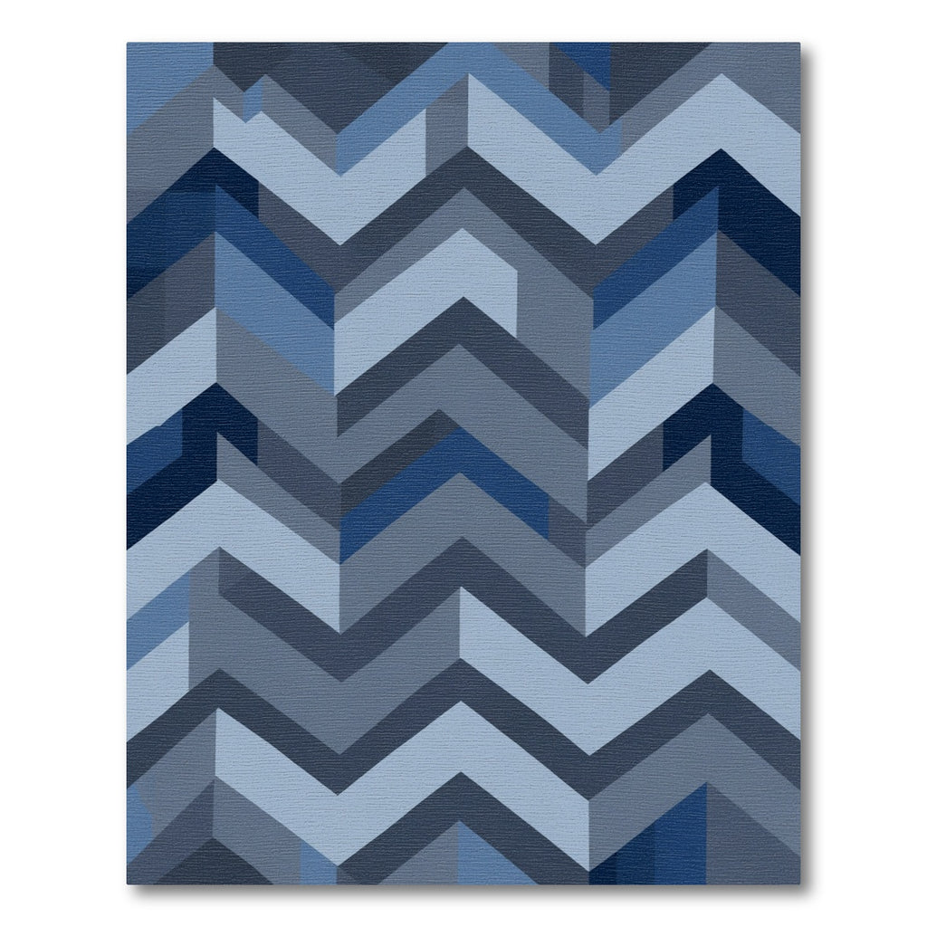 Blue Geometric Chevron Abstraction Rug