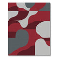 Crimson Gray Abstract Organic Wave Rug