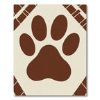 Brown Paw Print Geometric Accent Rug