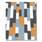 Abstract Terracotta Blue White Blocks Rug