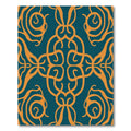 Ornate Teal Orange Interlocking Swirls Rug