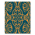 Ornate Teal Orange Interlocking Swirls Rug