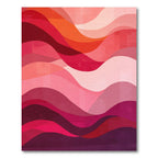 Crimson Pink Layered Wave Rug - Washable Flatwoven Chenille