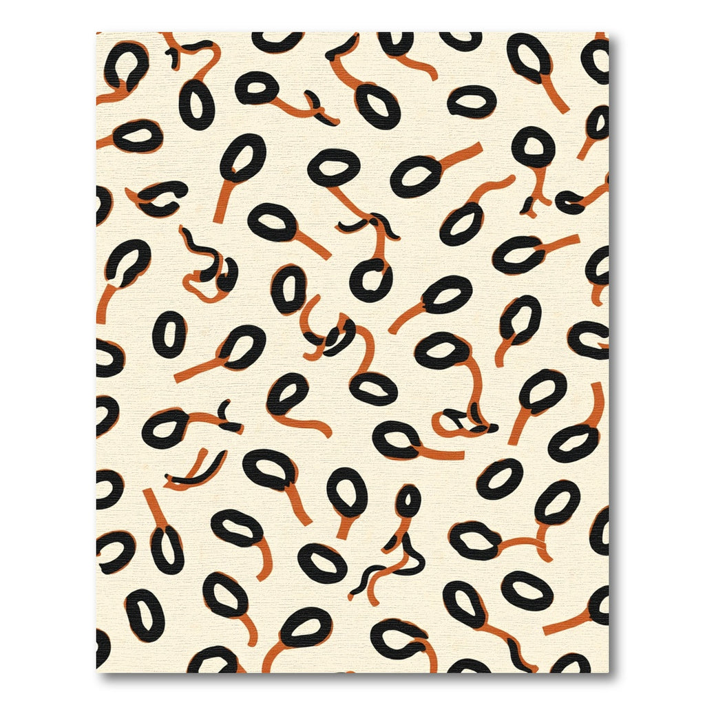 Abstract Black Ochre Oval Cluster Rug