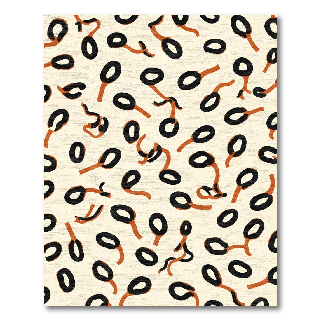 Abstract Black Ochre Oval Cluster Rug