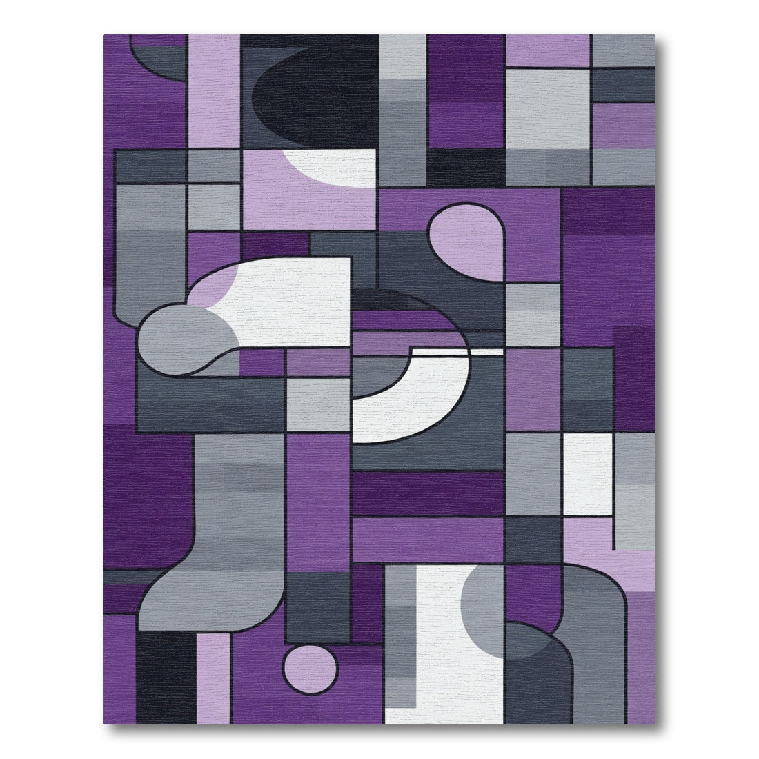 Abstract Geometric Purple Gray Shapes Rug