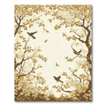 Golden Brown Autumn Birds Branch Scene Rug