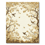 Golden Brown Autumn Birds Branch Scene Rug