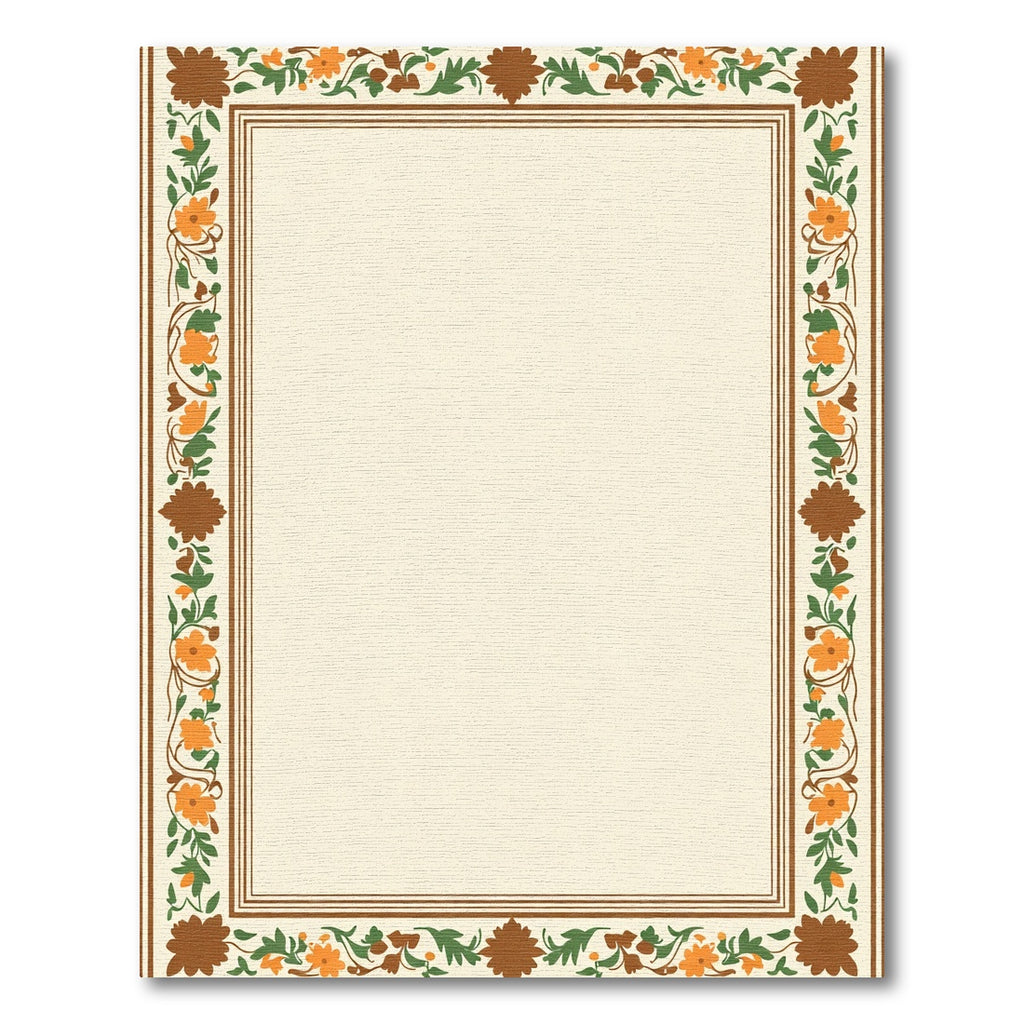 Earthy Autumn Floral Vine Border Rug