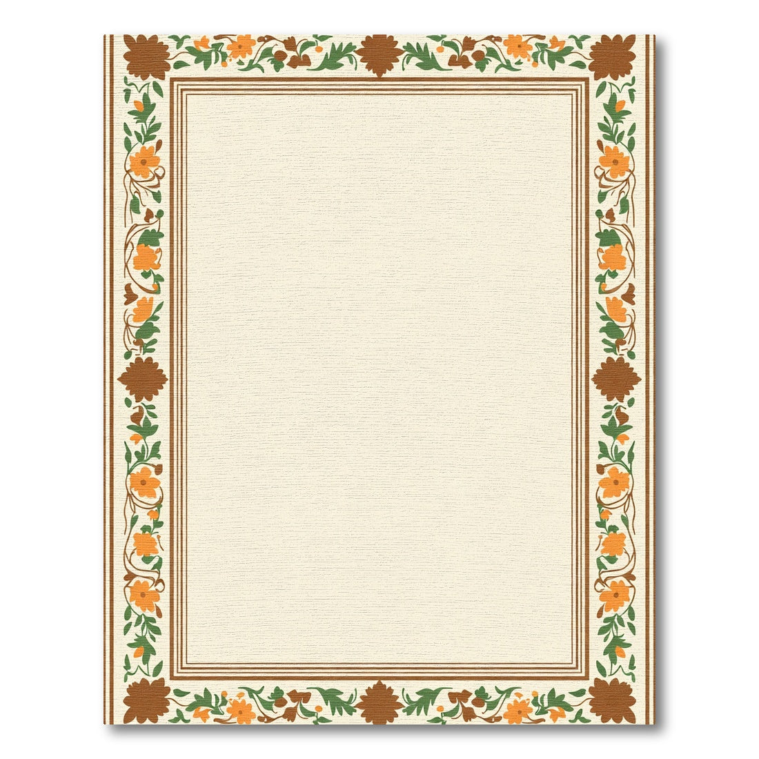 Earthy Autumn Floral Vine Border Rug