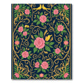 Navy Pink Floral Bird Garden Art Rug