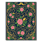 Navy Pink Floral Bird Garden Art Rug