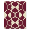 Deep Burgundy Cream Lattice Arabesque Rug